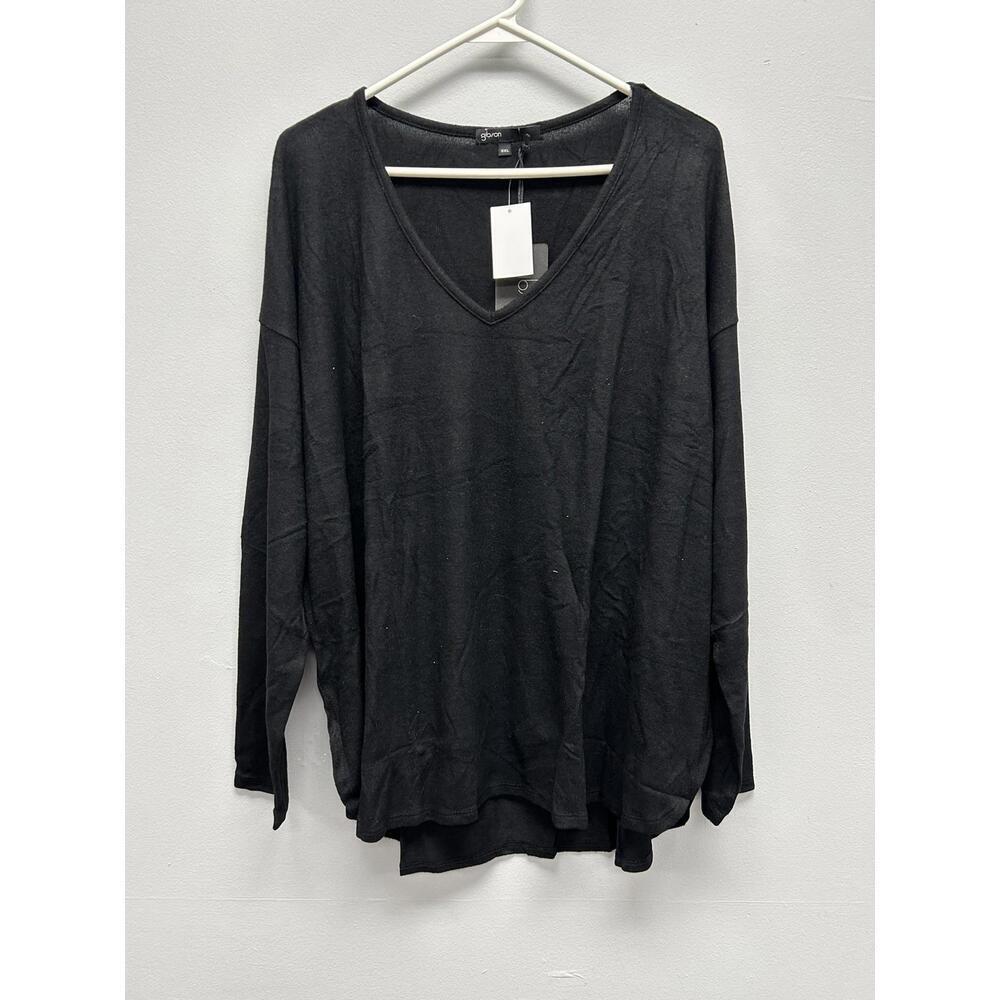 Gibson Women's Black V-Neck Long Sleeve Top